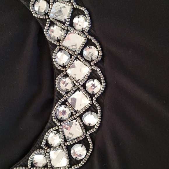 Soprano Little Black Mini Dress with Jewel Embellished Neckline Size M/L - Picture 5 of 6